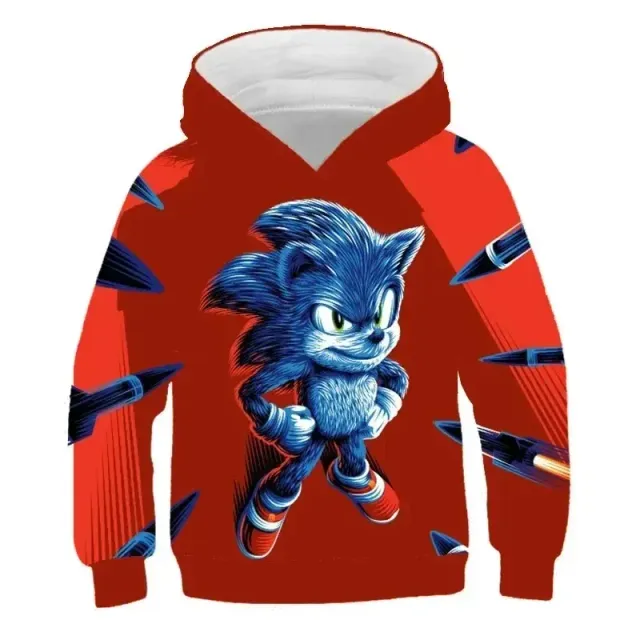 Hanorac unisex pentru copii cu glugă și imprimeu 3D cu Sonic