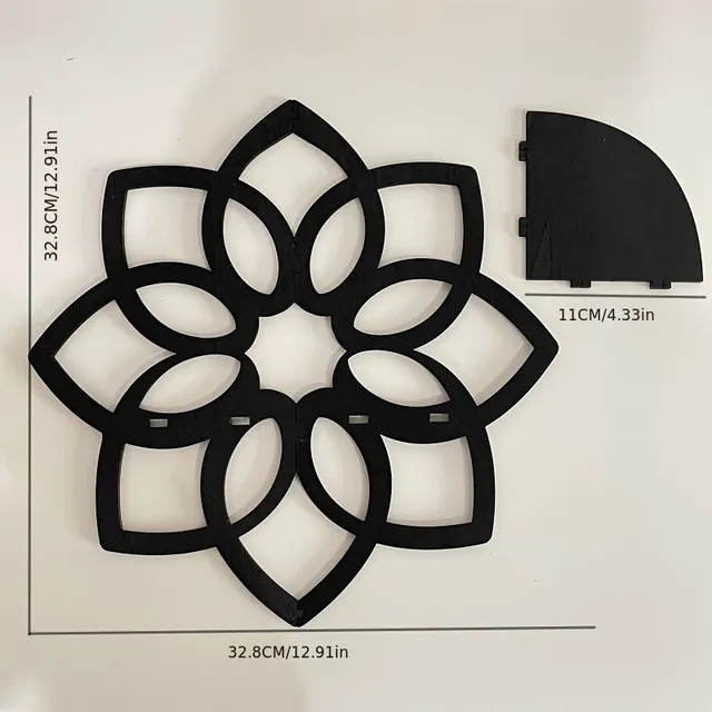 1ks Elegantní dřevěný stojánek na krystaly ve tvaru květiny, černý, dekorace do domácnosti