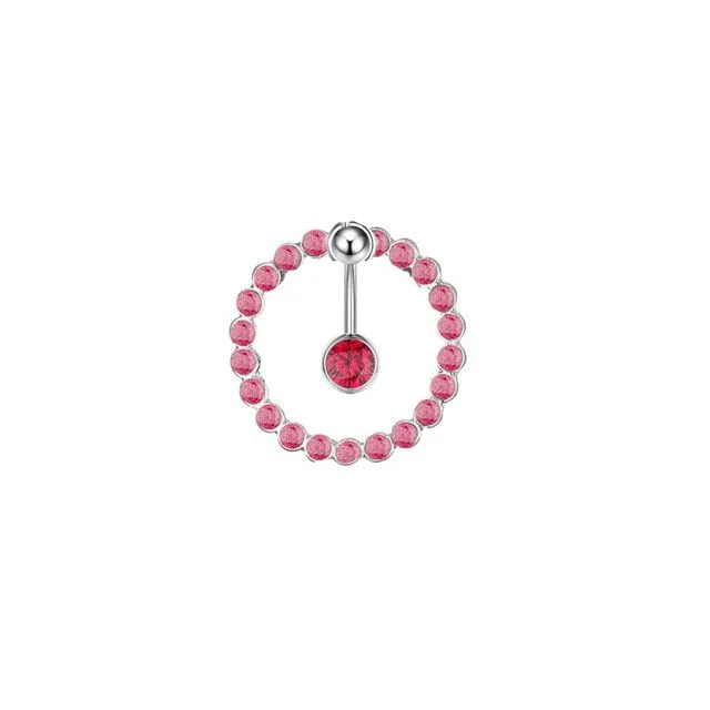 Designer belly button piercing in pink and hanging ornament