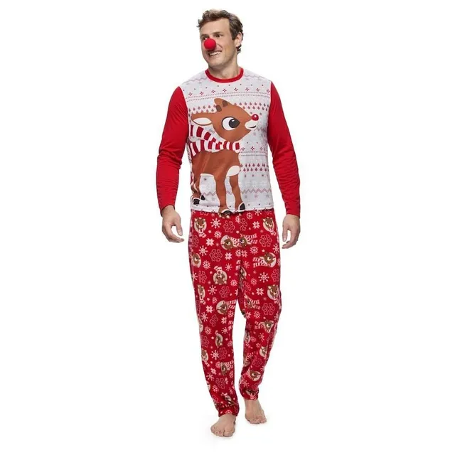 Family Christmas pajamas with reindeer