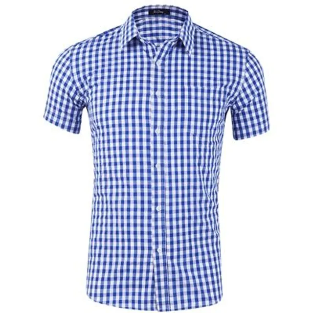 Men's two-color summer classic shirt with plaid design