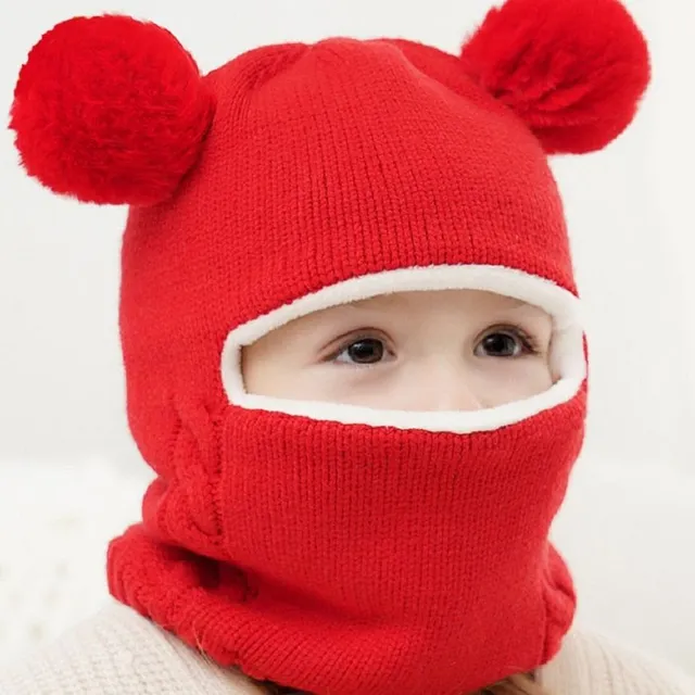 Children's winter knitted hood