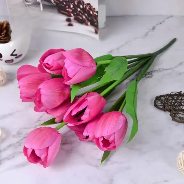 Bouquet of artificial tulips 9pcs - 6 colors