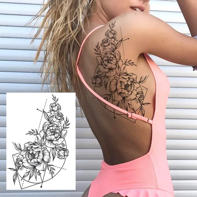 Tatuaj temporar sexy cu motive florale pentru femei