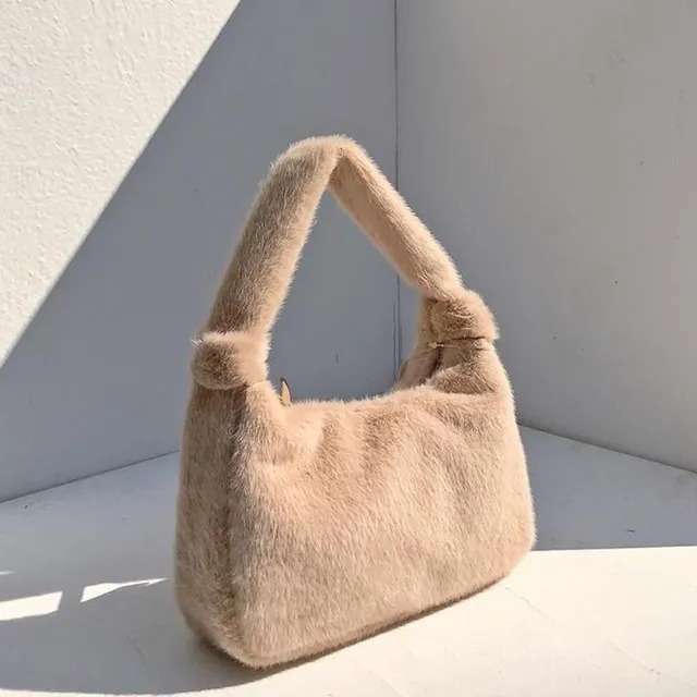 Měkká estetická plyšová taška přes rameno s krátkým popruhem