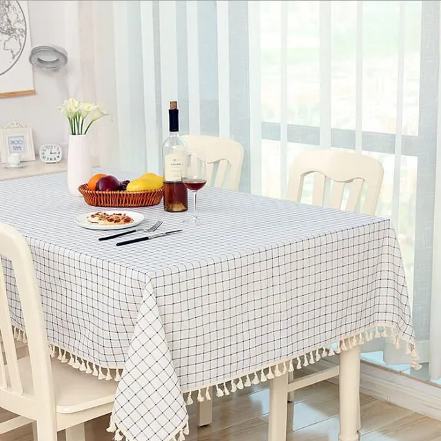 Tablecloth for dining table with tassels
