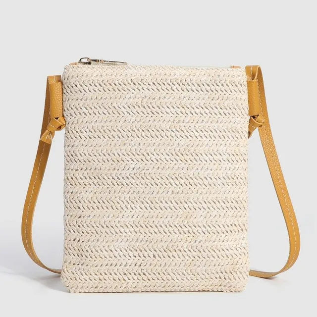 Women's Straw Shoulder Beach Bag Pearl