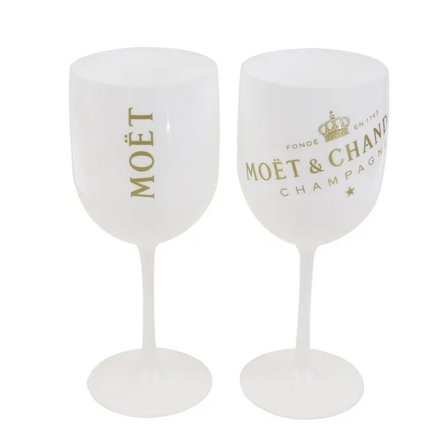 White plastic champagne glass