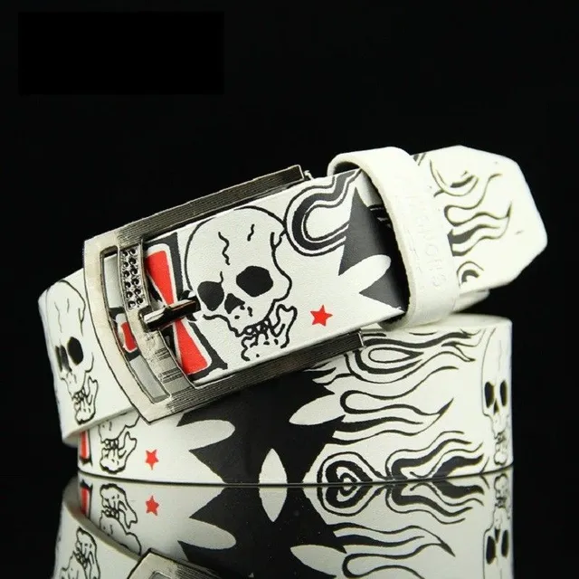 Leather belt with the skull light Zonia