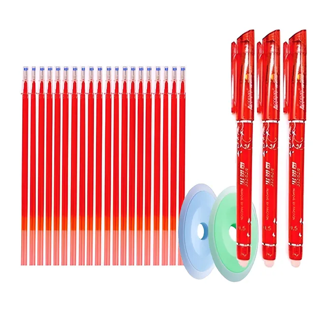 Rubber pen set with refills cervena