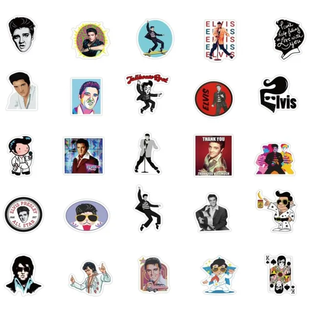 Set de stickere cu Elvis 10 / 30 / 50 buc