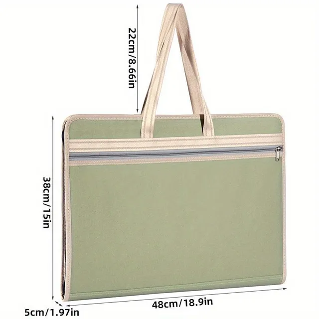 Large format document organizer A3 with multiple layers - durable cloth folder with zipper