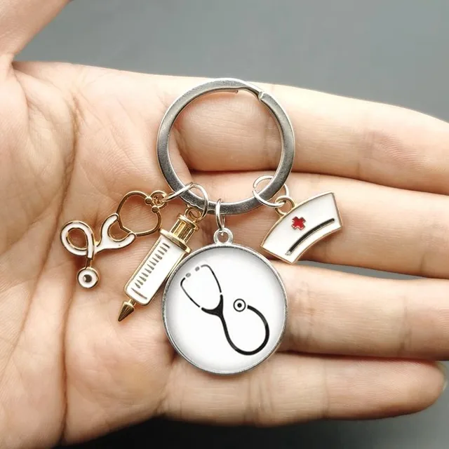 Original keychain with motif of doctors and nurses