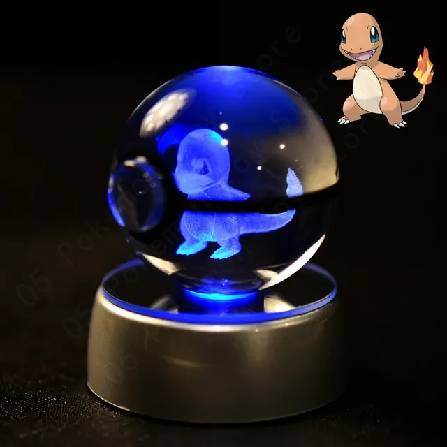 Cute Pokéball-shaped 3D table lamp with Pokémon motif