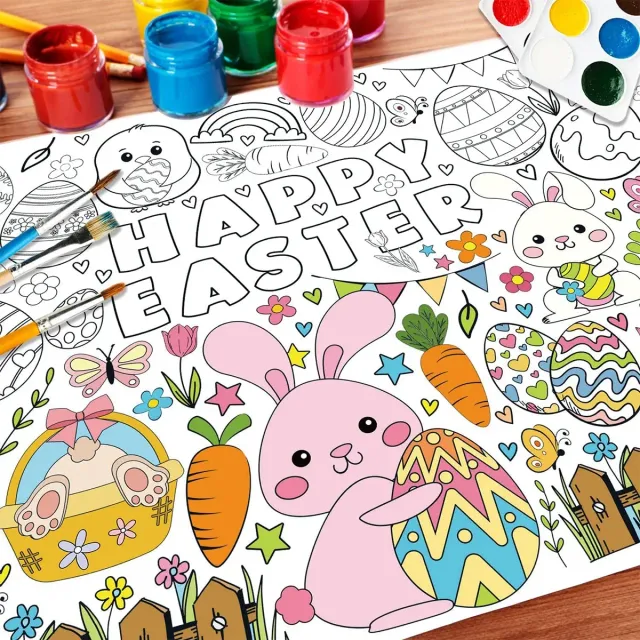 Easter tablecloth with graffiti theme - coloring book