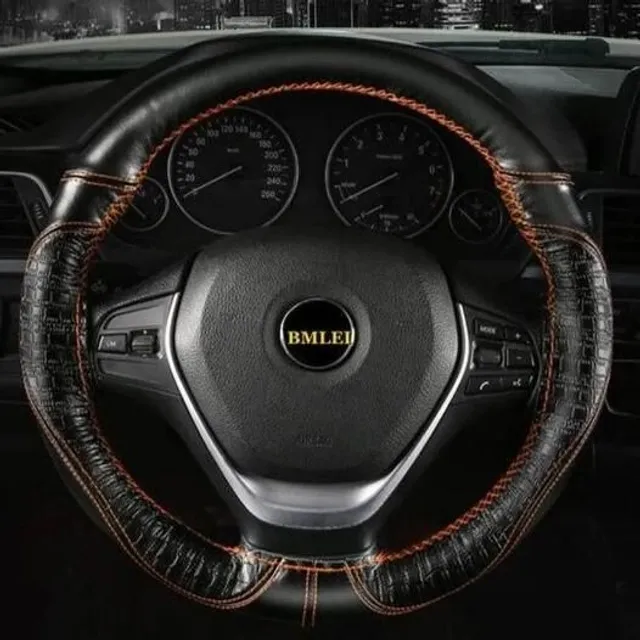 Leather steering wheel cover