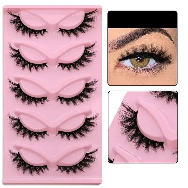 Set of 5 pairs of artificial algae Artificial long eyelashes with full strip Set for extension of algae Natural adhesive eyelashes