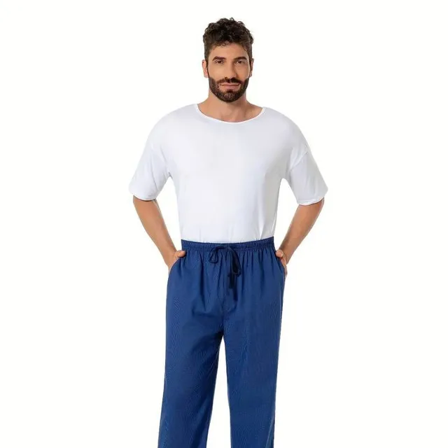 Mužské Pyžamové Kalhoty v Jednoduchém Stylu s Kostkovaným Vzororem