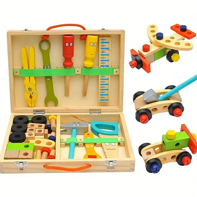 Wooden children's workshop for the development of fine motor and creativity