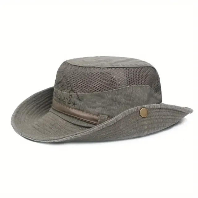 Sieciowy kapelusz na lato z szerokim krempo na wędrówki i
