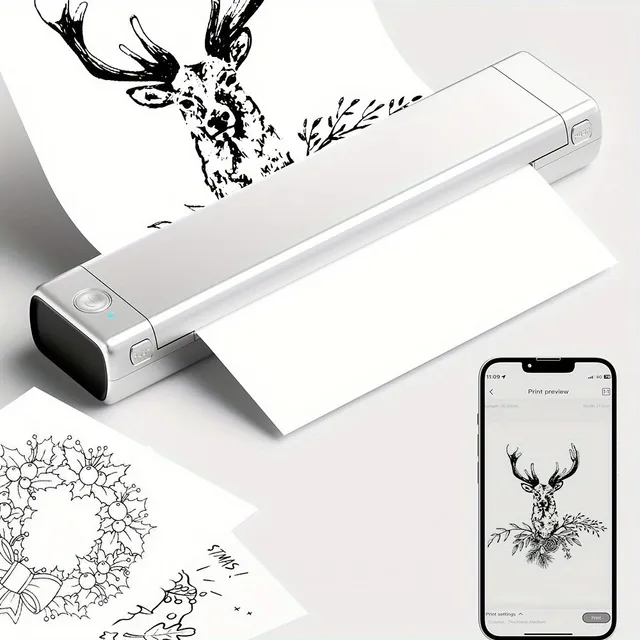 1pcs, Cartoon Printer For Artists Painting - Wireless Printer Tags S 10 pcs Tattoo Paper, Tattoo Printer For Artists, Tattoo, Ink Thermal Drawing Printer For Print Painting, Tattoo, Logo, Clothes, Post office, Drawing Printer For Telef