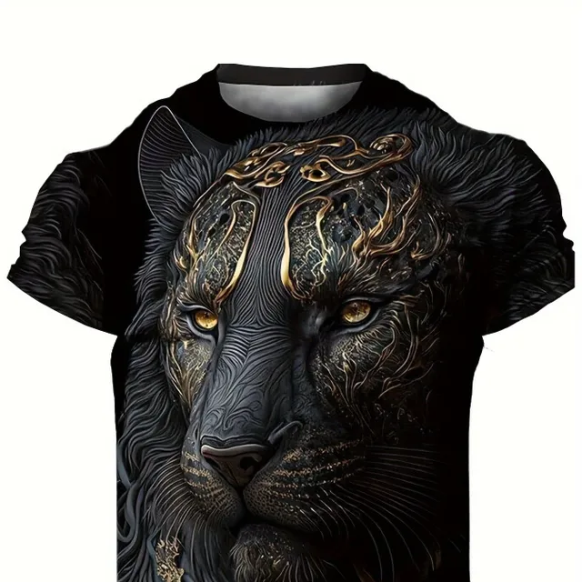 Men's stylish T-shirt with tiger pattern, casual, slightly elastic, breathable, with round neckline and short sleeves, suitable for walking around the city, meeting friends and outdoor activities