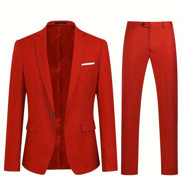 Formal men's suit 1 button jacket + pants for business dinner, wedding, party