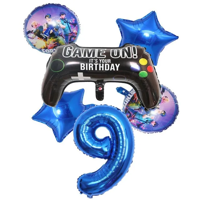 Štýlová narodeninová dekorácia s motívom populárnej hry Fortnite - sada balónov 6pcs A set 9