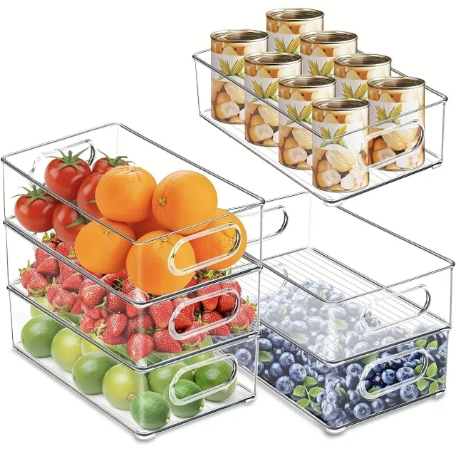 2/4/6pcs Storage boxes for fridge with transparent walls and handles