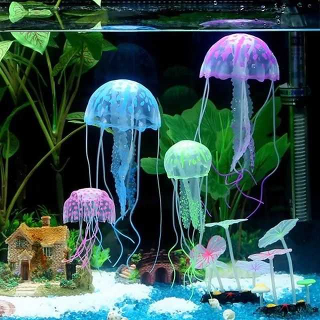 Lighting artificial jellyfish into the aquarium