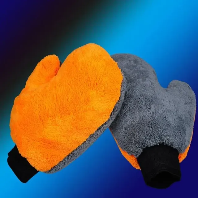 Hladké a omáčkové pracie rukavice od plnené autom vo farbe oranžovo-šedé