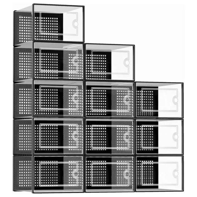 12 ks Priehľadné boxy na topánky, zostaviteľné veľké boxy na tenisky a plátené topánky, ideálne ako darček