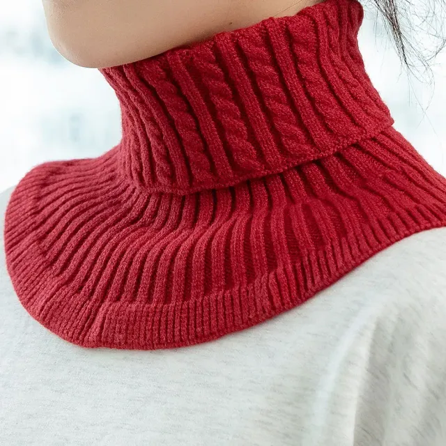 Ladies' collar with ruffles - warm knitted fake collar