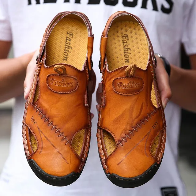 Wygodne męskie sandały ze sztucznej skóry - oddychające buty turystyczne na lato i na zewnątrz