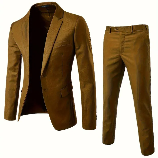 Men's two-piece suit single-row, elegant and casual, ideal for business meetings