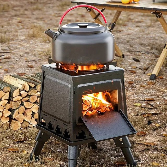 Prenosný skladací kempingový vařič na dřevo - multifunkční outdoorový piknikový vařič