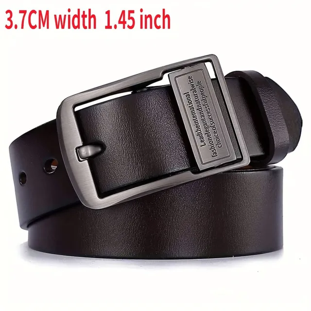 Men's leather belt with big pin buckle, pants belt