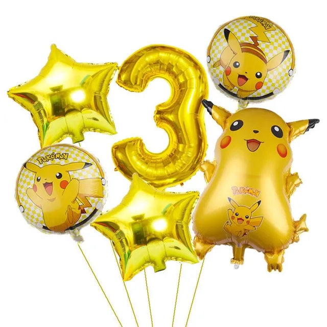 Gyermek születésnapi felfújható léggömbök Pokémon motívummal ellátott számmal