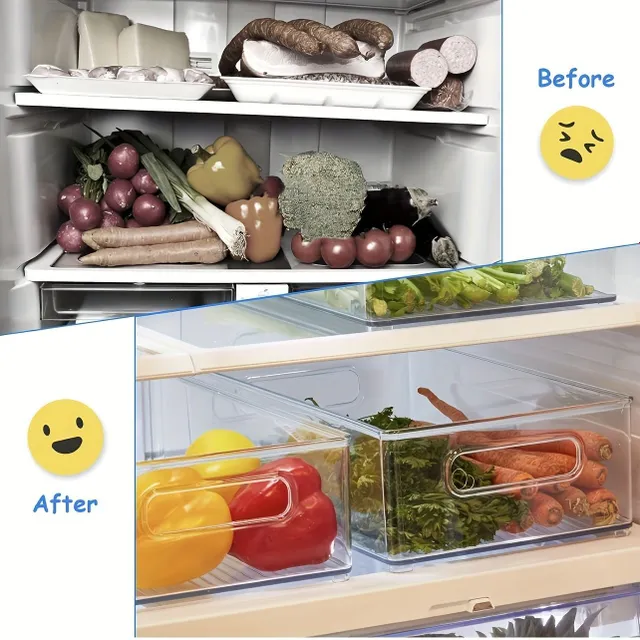 2/4/6pcs Storage boxes for fridge with transparent walls and handles