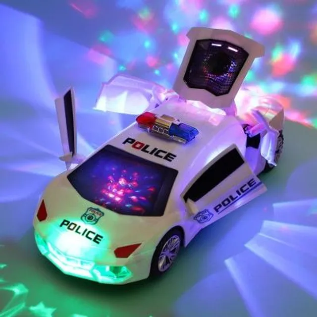 Electric dance police car with light effects