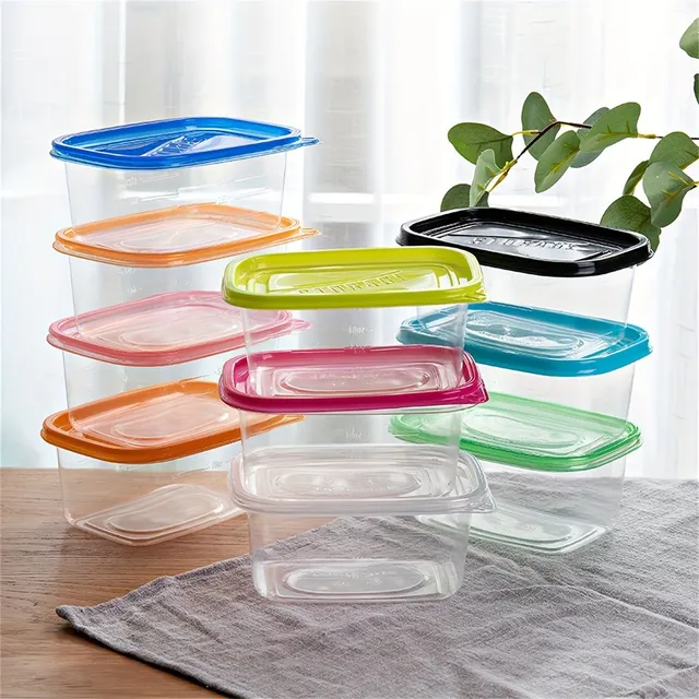 10 pcs Transparent rectangular containers for food with lid - stackable and re-usable