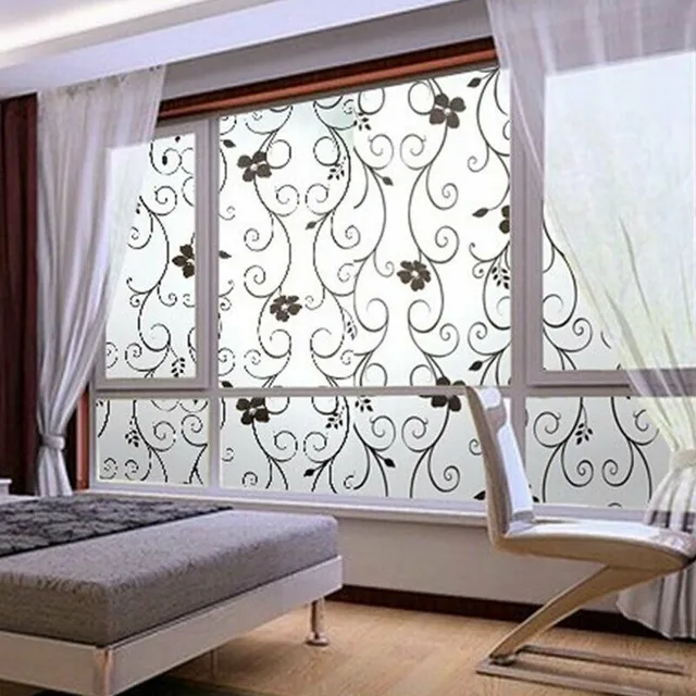 Self-adhesive window wallpaper with elegant floral pattern