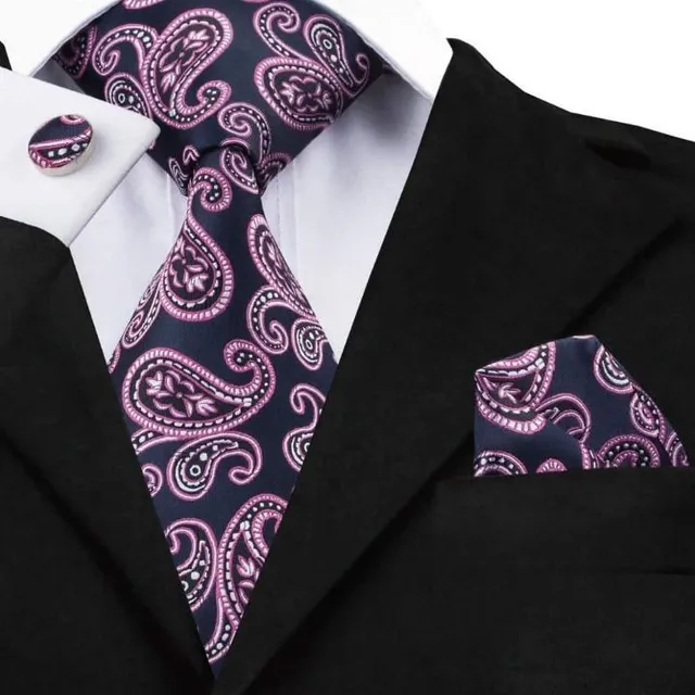 Men's luxury set with pattern | Tie, Handkerchief, Cufflinks