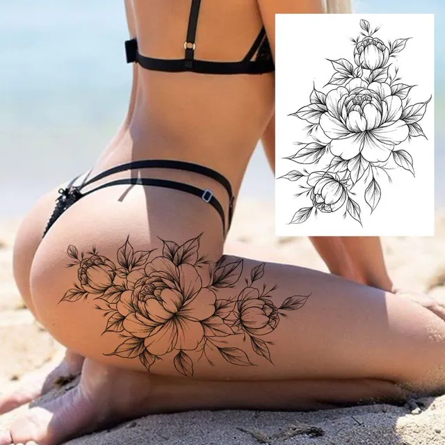 Tatuaj temporar sexy cu motive florale pentru femei