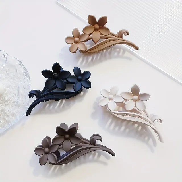 Vintage matte floral hair clips - against slipping, firm grip for strong and curly hair - ideal for everyday wearing