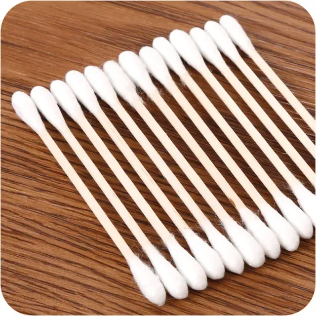 Double wooden cotton bar for women - soft, gentle, medical tools for cleaning ears, nose and makeup
