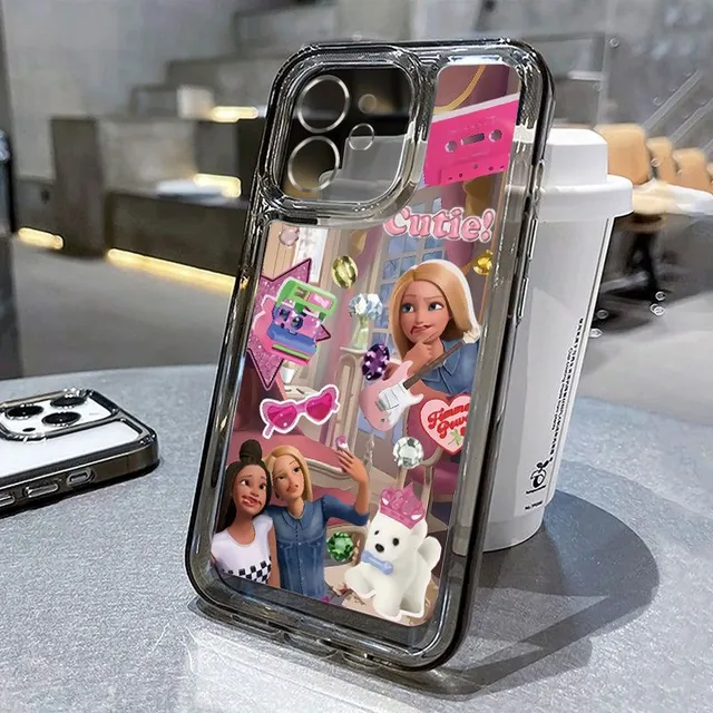Design átlátszó védő tok iPhone mobiltelefonra, menő Barbie motívummal