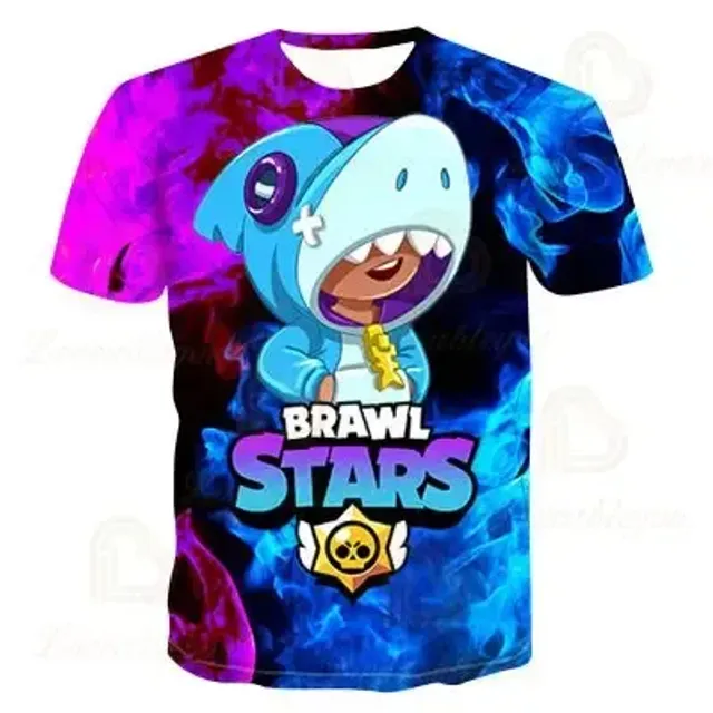 Kids short sleeve shirt with prints of popular Brawl Stars characters