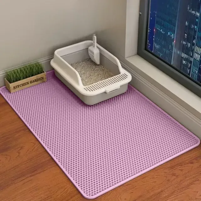 Large cat litter tray - Double layer, waterproof, washable, for litter trapping, non-slip