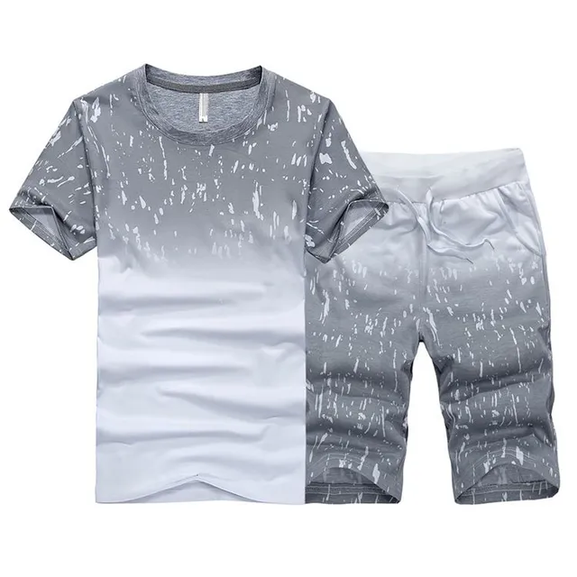 Set bicolore da uomo - T-shirt e pantaloncini - 4 colori